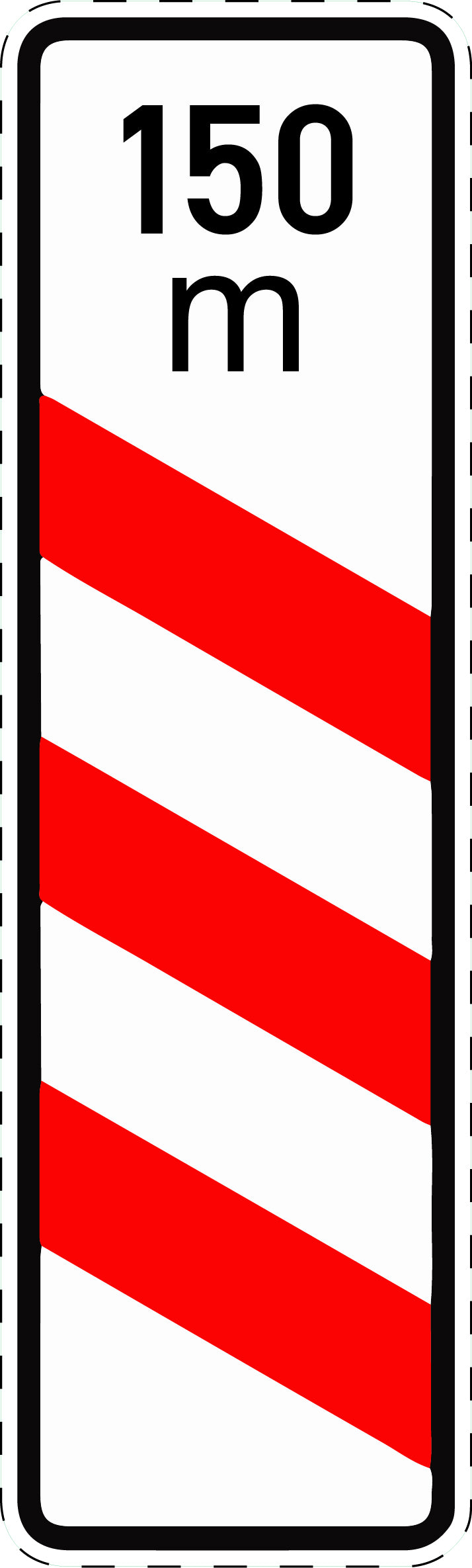 1 Stück Verkehrszeichen  "Dreistreifige Bake mit Entfernungsangabe (Aufstellung links)" 5-70 cm  ES-Verk-157-21