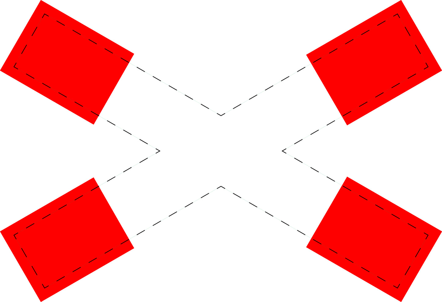 1 Stück Verkehrszeichen  "Andreaskreuz liegend" 5-70 cm  ES-Verk-201-52