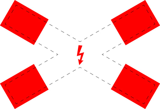 1 Stück Verkehrszeichen  "Andreaskreuz liegend mit Blitzpfeil" 5-70 cm  ES-Verk-201-53