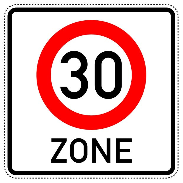 1 Stück Verkehrszeichen  "Beginn einer Tempo 30-Zone" 5-70 cm  ES-Verk-274-1-50
