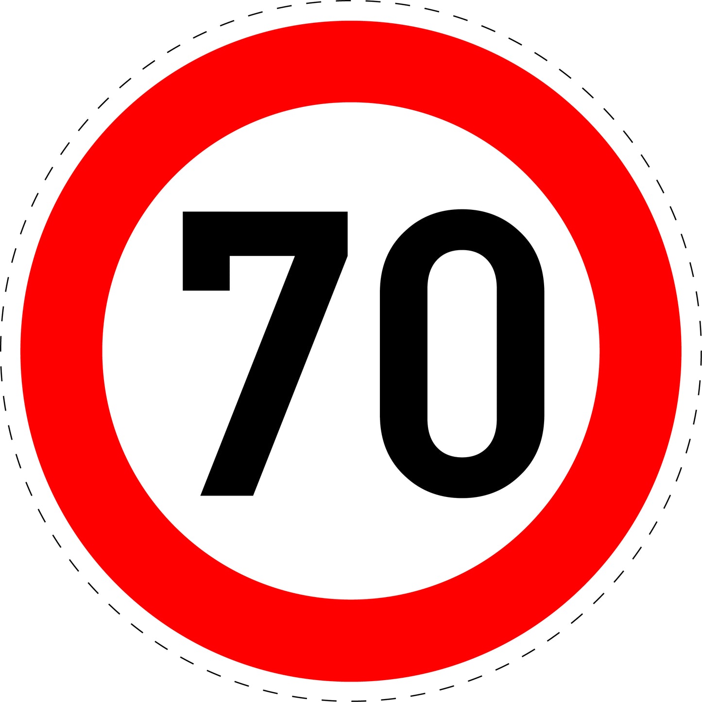 1 Stück Verkehrszeichen " zulässige Höchstgeschwindigkeit 70 km/h" 5-70 cm  ES-Verk-274-57