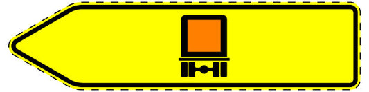 1 Stück Verkehrszeichen  "Pfeilwegweiser für bestimmte Verkehrs­arten, kennzeichnungs­pflichtige Fahrzeuge mit gefährlichen Gütern – linksweisend" 5-70 cm  ES-Verk-421-11