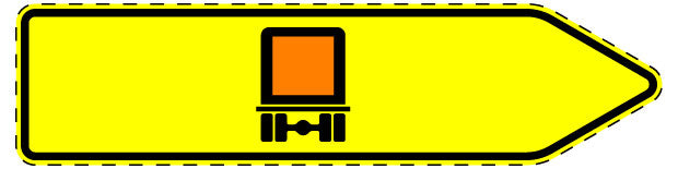 1 Stück Verkehrszeichen  "Pfeilwegweiser für bestimmte Verkehrs­arten, kennzeichnungs­pflichtige Fahrzeuge mit gefährlichen Gütern – rechtsweisend" 5-70 cm  ES-Verk-421-21