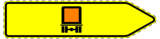 1 Stück Verkehrszeichen  "Pfeilwegweiser für bestimmte Verkehrs­arten, kennzeichnungs­pflichtige Fahrzeuge mit gefährlichen Gütern – rechtsweisend" 5-70 cm  ES-Verk-421-21