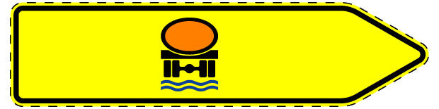 1 Stück Verkehrszeichen  "Pfeilwegweiser für bestimmte Verkehrs­arten, Fahrzeuge mit wassergefährdender Ladung – rechtsweisend" 5-70 cm  ES-Verk-421-22