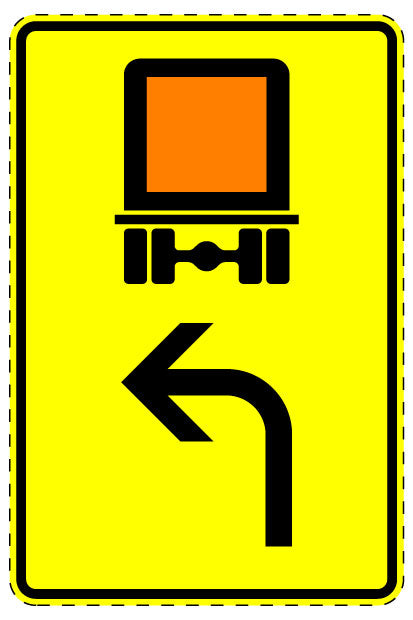 1 Stück Verkehrszeichen  "Kennzeichnungspflichti­ge Fahrzeuge mit gefährlichen Gütern – linksweisend" 5-70 cm  ES-Verk-442-12
