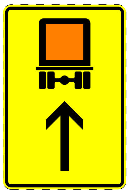1 Stück Verkehrszeichen  "Kennzeichnungs­pflich­ti­ge Fahrzeuge mit gefährlichen Gütern – geradeaus" 5-70 cm  ES-Verk-442-32