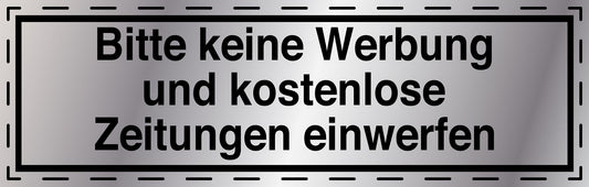 1x Keine Werbung Aufkleber silber-glänzend, wetterfest LO-KWE-6000-SIG