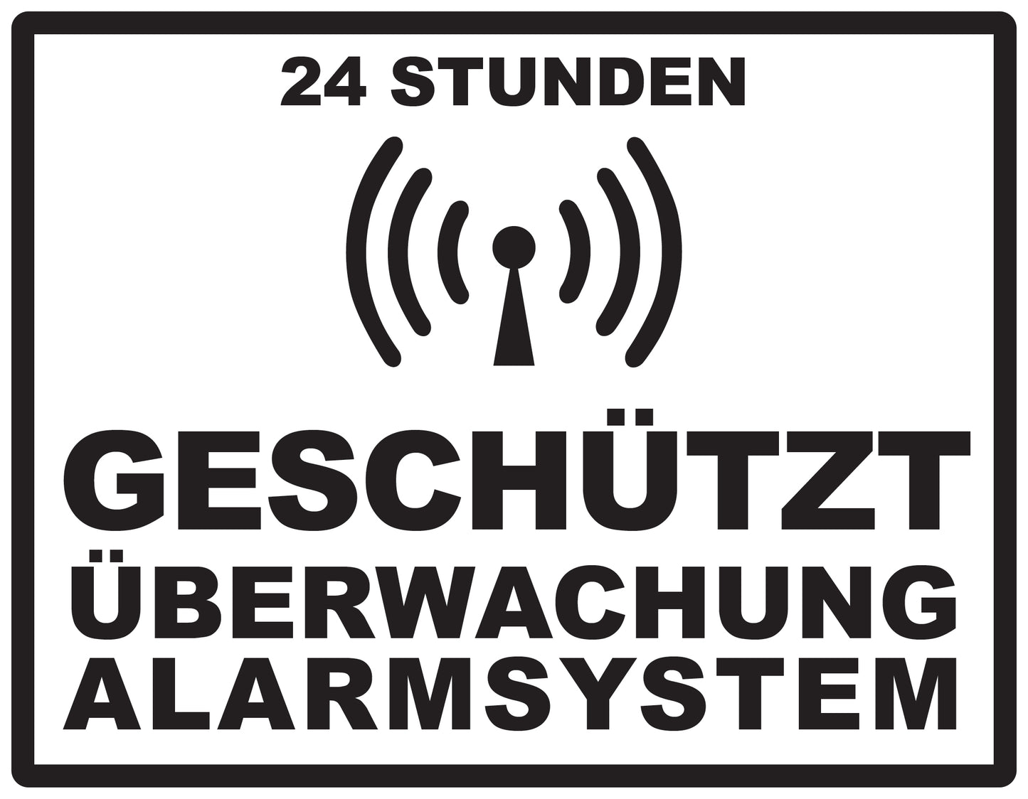 Alarmaufkleber 10-30 cm LO-ALARM-H-10400-88 Material: PVC-Plastik weiß