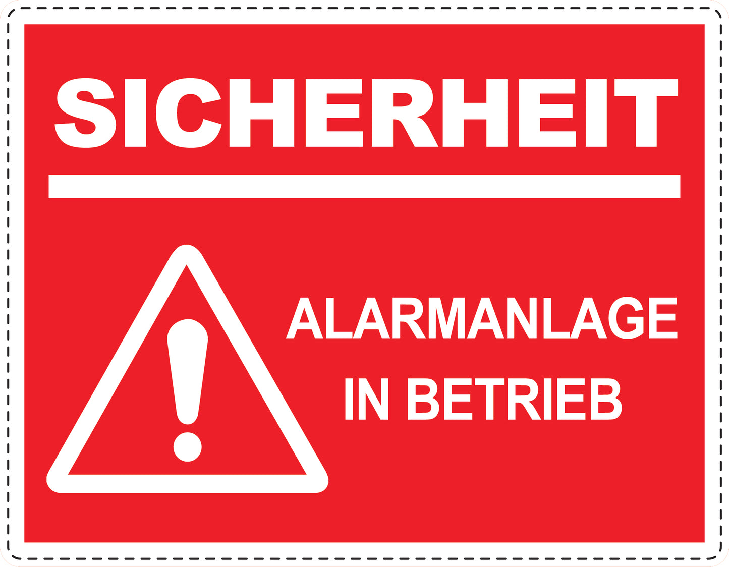 Alarmaufkleber 10-30 cm LO-ALARM-H-10600-14 Material: PVC-Plastik weiß