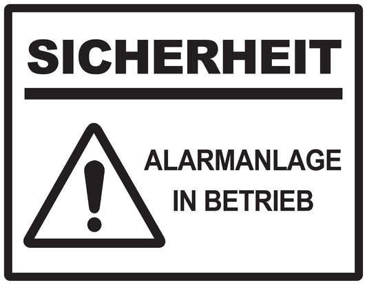 Alarmaufkleber 10-30 cm LO-ALARM-H-10600-88 Material: PVC-Plastik weiß