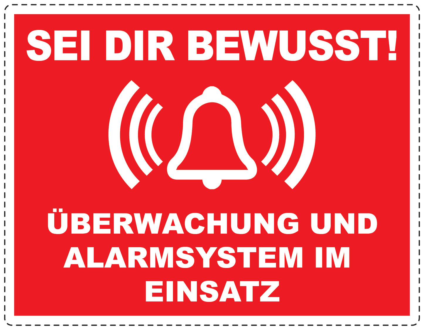 Alarmaufkleber 10-30 cm LO-ALARM-H-10800-14 Material: PVC-Plastik weiß