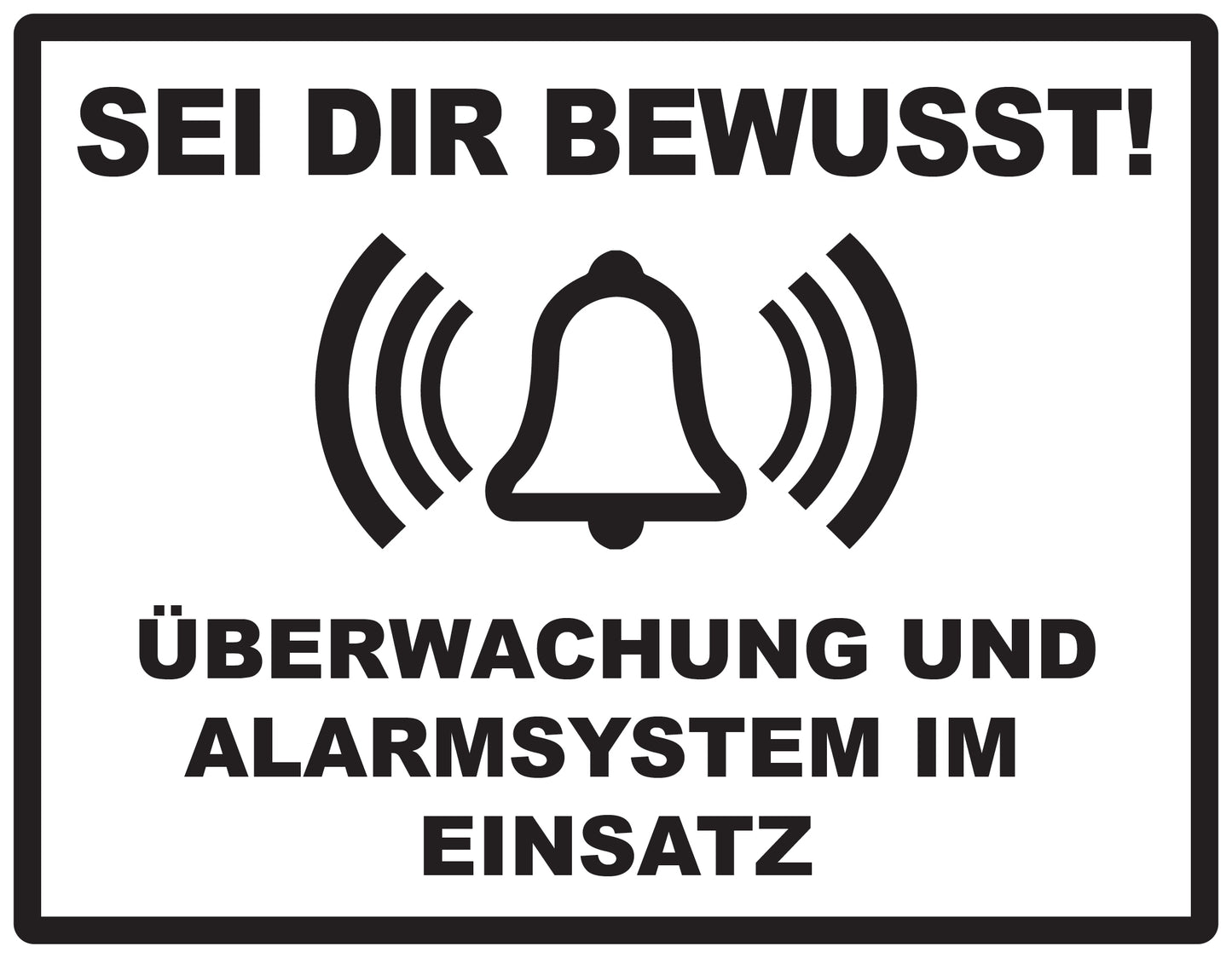 Alarmaufkleber 10-30 cm LO-ALARM-H-10800-88 Material: PVC-Plastik weiß