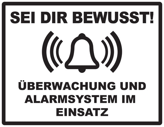 Alarmaufkleber 10-30 cm LO-ALARM-H-10800-88 Material: PVC-Plastik weiß