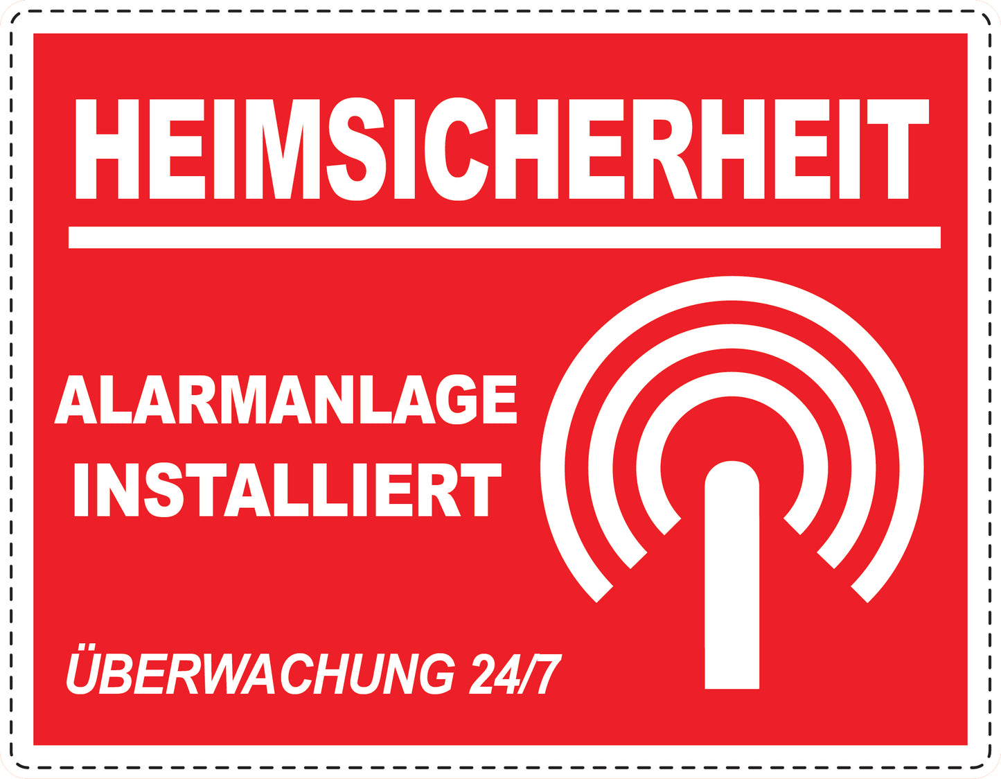 Alarmaufkleber 10-30 cm LO-ALARM-H-11100-14 Material: PVC-Plastik weiß