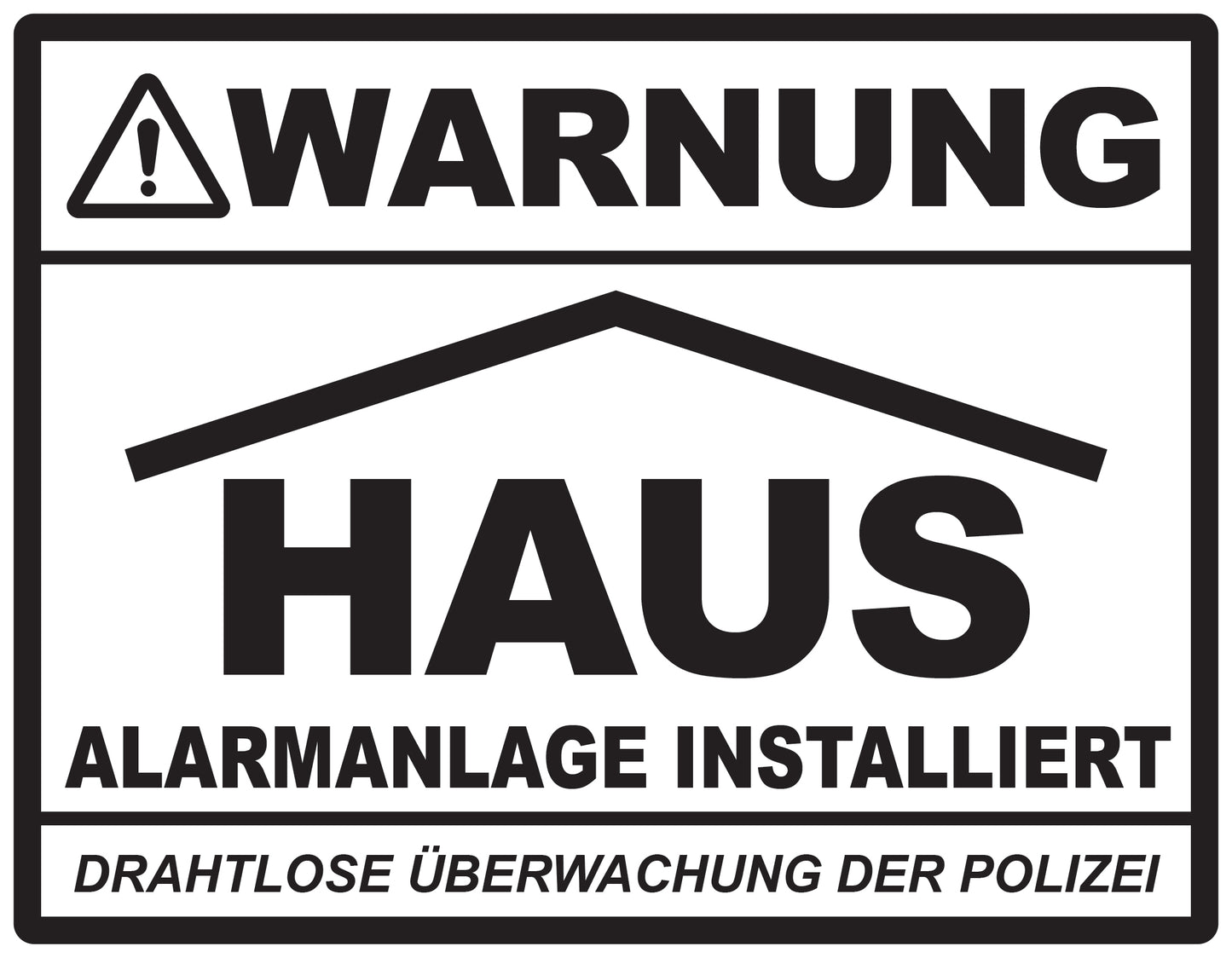 Alarmaufkleber 10-30 cm LO-ALARM-H-11300-88 Material: PVC-Plastik weiß