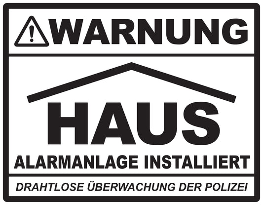 Alarmaufkleber 10-30 cm LO-ALARM-H-11300-88 Material: PVC-Plastik weiß