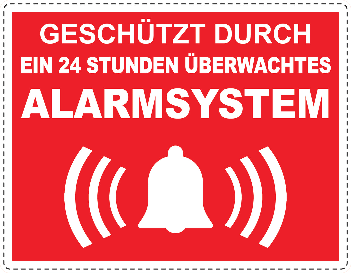 Alarmaufkleber 10-30 cm LO-ALARM-H-11600-14 Material: PVC-Plastik weiß