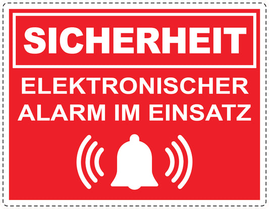 Alarmaufkleber 10-30 cm LO-ALARM-H-11900-14 Material: PVC-Plastik weiß