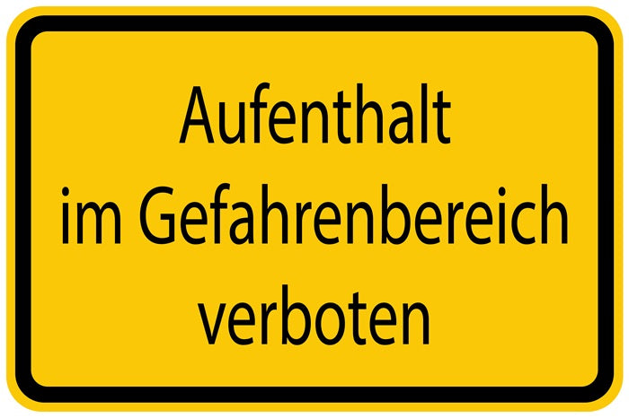 Baustellenaufkleber "Aufenthalt im Gefahrenbereich verboten" gelb LO-BAU-1010