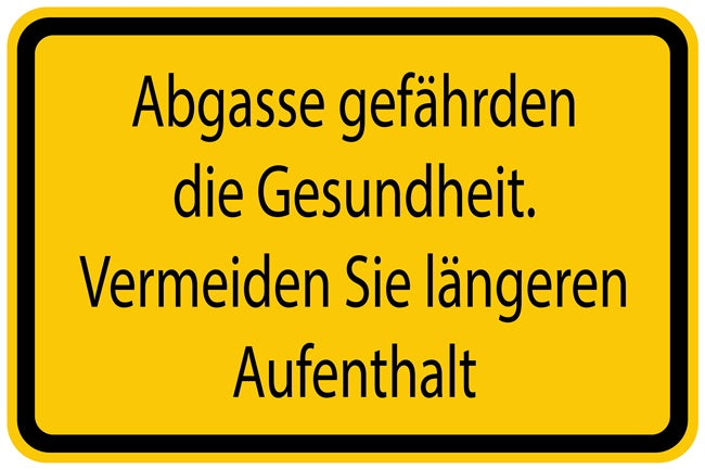 Baustellenaufkleber "Abgase gefährden die Gesundheit. Vermeiden Sie längeren Aufenthalt" gelb LO-BAU-1260