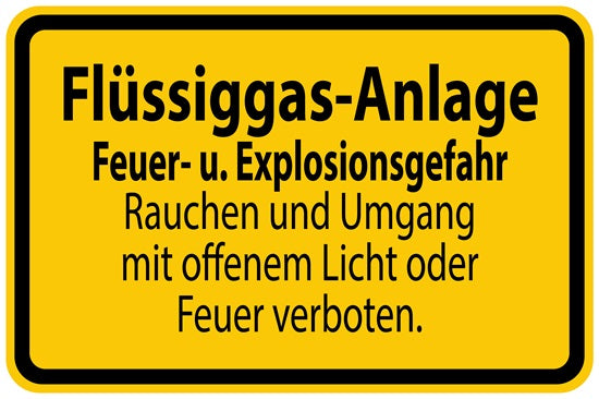 Baustellenaufkleber "Flüssiggas-Anlage" gelb LO-BAU-1270