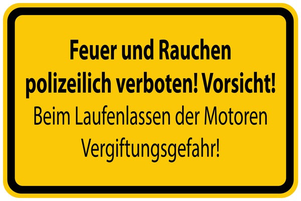 Baustellenaufkleber "Feuer und Rauchen polizeilich verboten!" gelb LO-BAU-1280