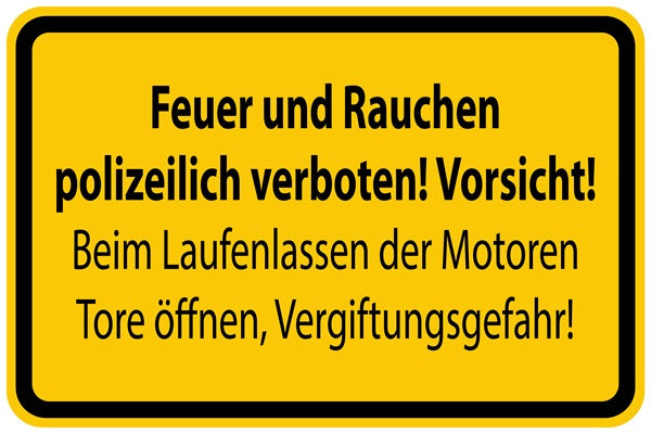 Baustellenaufkleber "Feuer und Rauchen polizeilich verboten!" gelb LO-BAU-1290