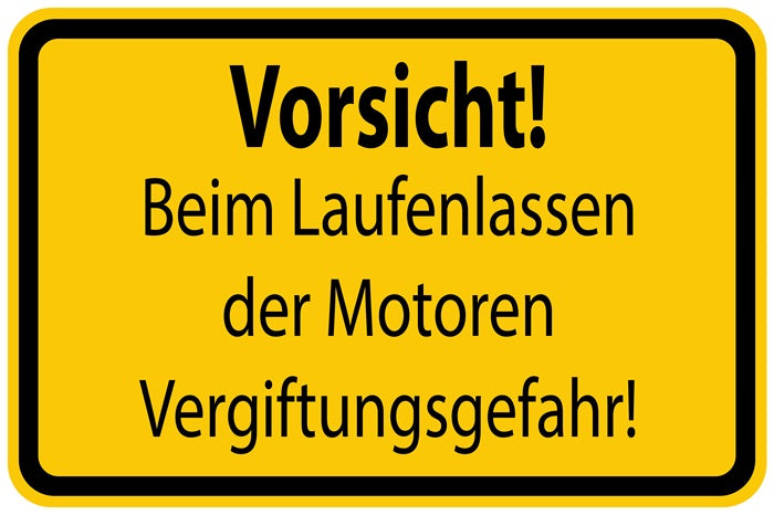 Baustellenaufkleber "Vorsicht! Beim Laufenlassen der Motoren Vergiftungsgefahr!" gelb LO-BAU-1320