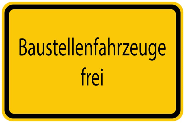 Baustellenaufkleber "Baustellenfahrzeuge frei" gelb LO-BAU-1410