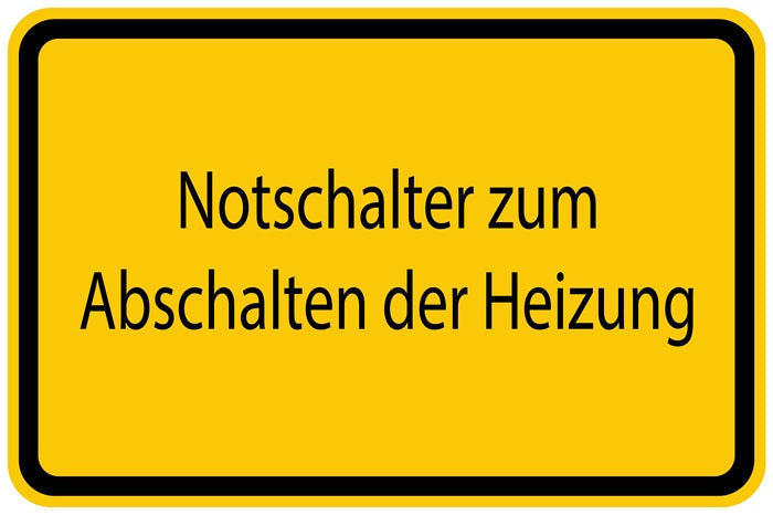 Baustellenaufkleber "Notschalter zum Abschalten der Heizung" gelb LO-BAU-1510