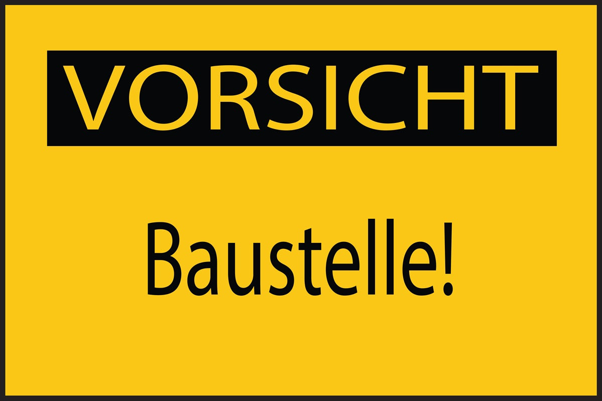 Baustellenaufkleber "Vorsicht Baustelle!" gelb LO-BAU-1560