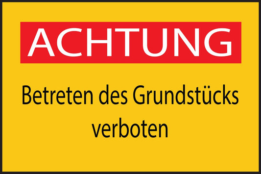 Baustellenaufkleber "Achtung Betreten des Grundstücks verboten" gelb LO-BAU-1730