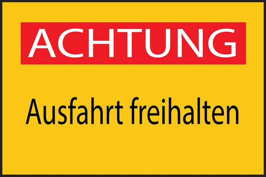 Baustellenaufkleber "Achtung Ausfahrt freihalten" gelb LO-BAU-1810
