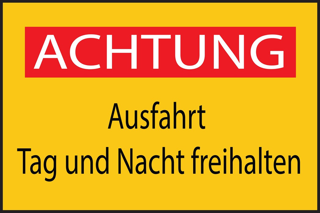 Baustellenaufkleber "Achtung Ausfahrt Tag und Nacht freihalten" gelb LO-BAU-1820