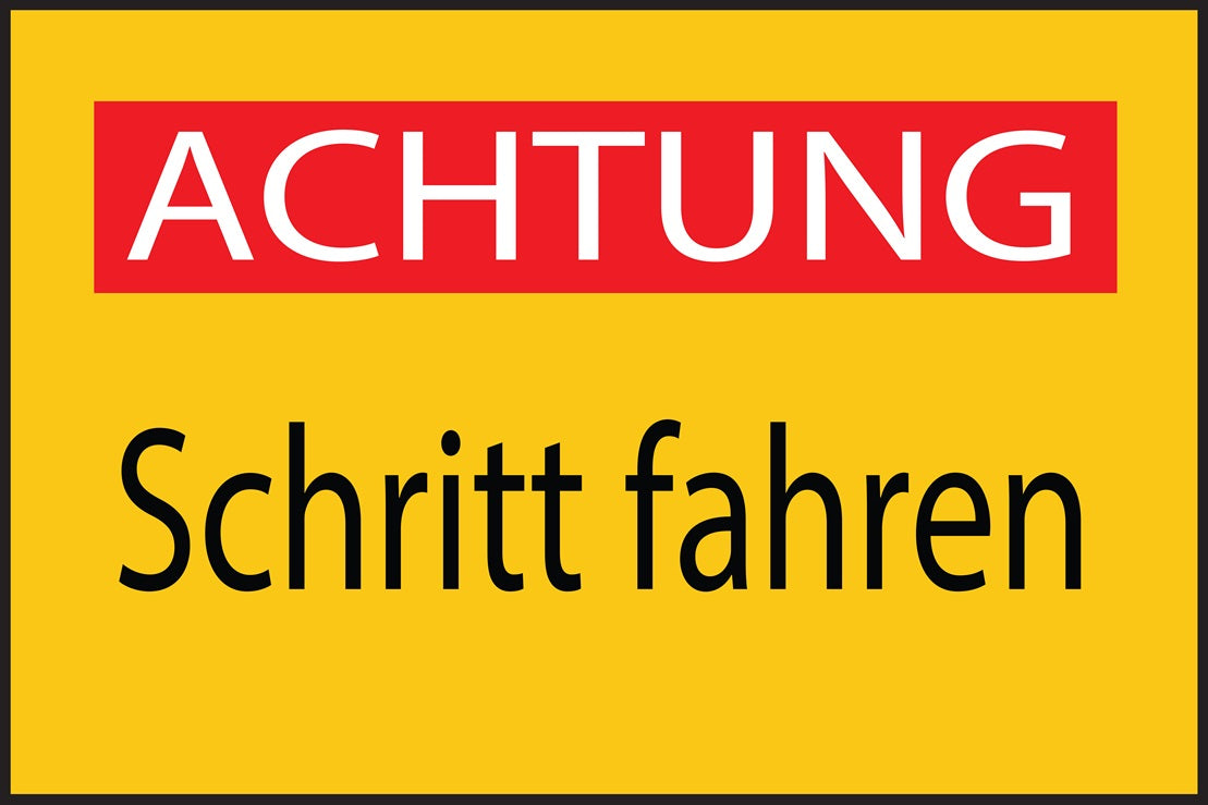 Baustellenaufkleber "Achtung Schritt fahren" gelb LO-BAU-1860