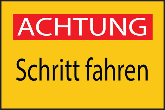 Baustellenaufkleber "Achtung Schritt fahren" gelb LO-BAU-1860