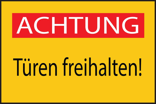 Baustellenaufkleber "Achtung Türen freihalten!" gelb LO-BAU-1890