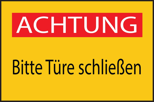 Baustellenaufkleber "Achtung Bitte Türe schließen" gelb LO-BAU-1900