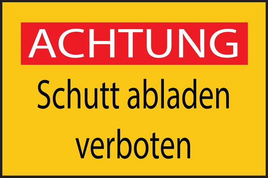 Baustellenaufkleber "Achtung Schutt abladen verboten" gelb LO-BAU-1910