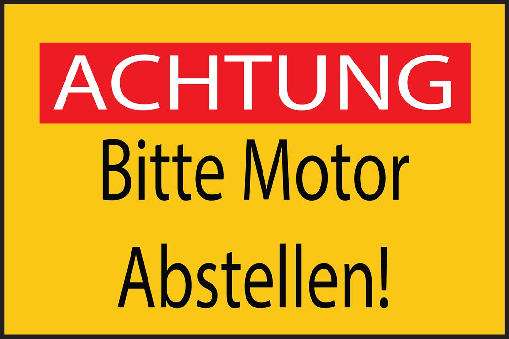 Baustellenaufkleber "Achtung Bitte Motor abstellen!" gelb LO-BAU-1920