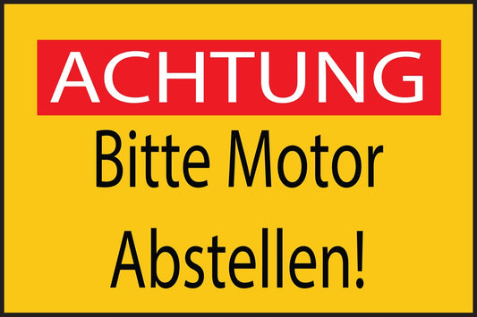 Baustellenaufkleber "Achtung Bitte Motor abstellen!" gelb LO-BAU-1920