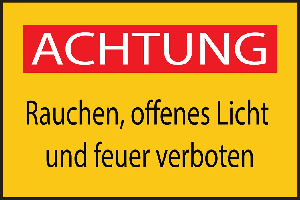 Baustellenaufkleber "Achtung Rauchen, offenes Licht und Feuer verboten" gelb LO-BAU-1950