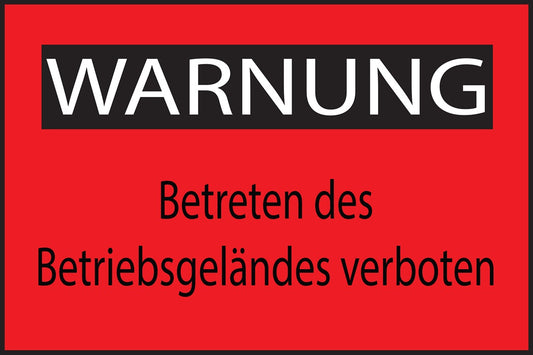 Baustellenaufkleber "Warnung Betreten des Betriebsgeländes verboten" rot LO-BAU-1970
