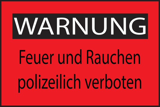 Baustellenaufkleber "Warnung Feuer und Rauchen polizeilich verboten" rot LO-BAU-2000