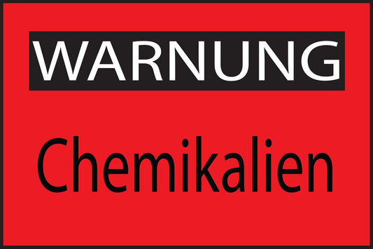 Baustellenaufkleber "Warnung Chemikalien" rot LO-BAU-2010