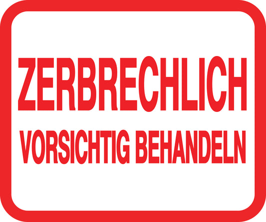 Zerbrechlich - Fragile Aufkleber "ZERBRECHLICH VORSICHTIG BEHANDELN" LO-FRAGILE-H-10500-14-0