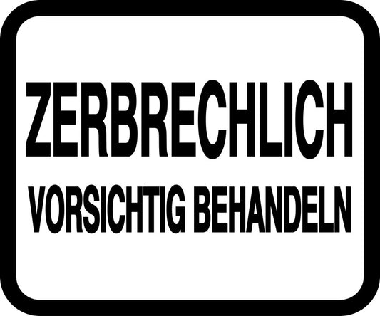 Zerbrechlich - Fragile Aufkleber "ZERBRECHLICH VORSICHTIG BEHANDELN" LO-FRAGILE-H-10500-88-0