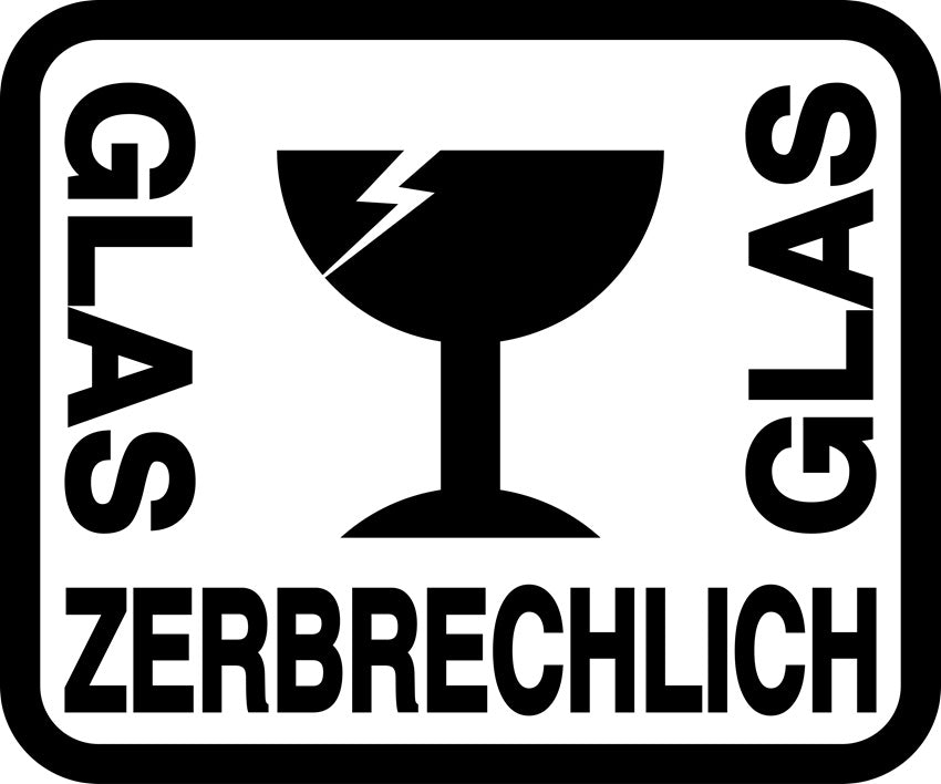 Zerbrechlich - Fragile Aufkleber "GLAS ZERBRECHLICH GLAS" LO-FRAGILE-H-10900-88-0