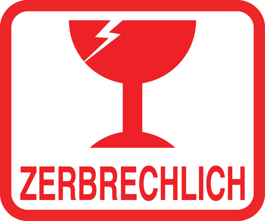 Zerbrechlich - Fragile Aufkleber "ZERBRECHLICH " LO-FRAGILE-H-11000-14-0